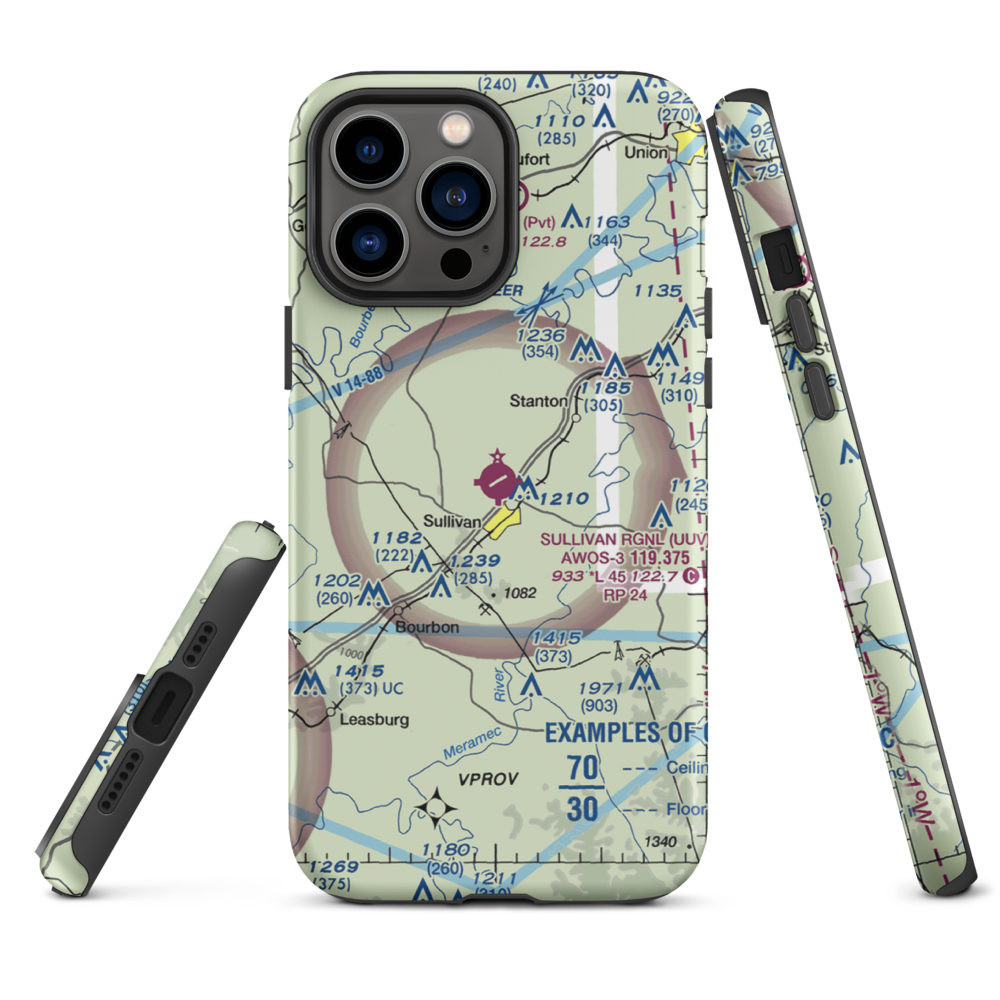 Sullivan Regional Airport (UUV) VFR Sectional  Tough iPhone Case iPhone 13 Pro Max model shown