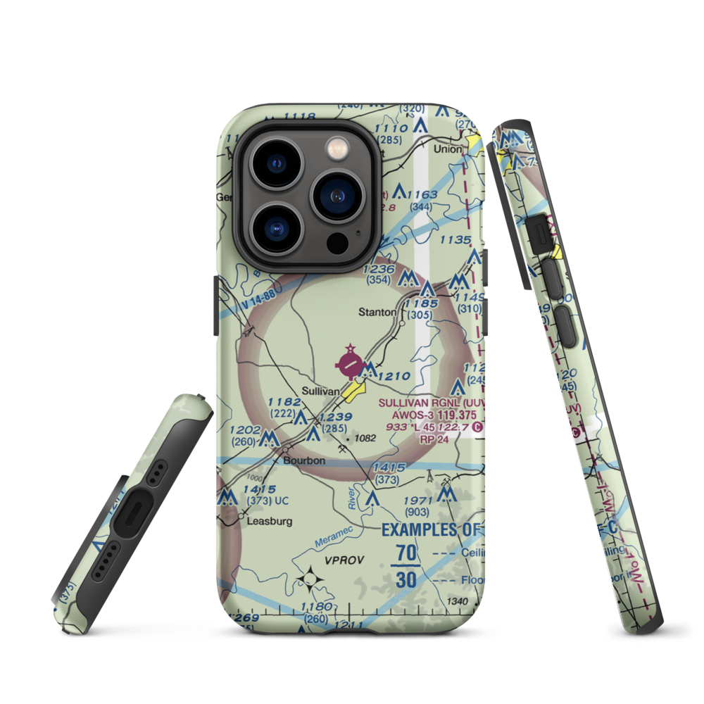 Sullivan Regional Airport (UUV) VFR Sectional  Tough iPhone Case iPhone 14 Pro model shown