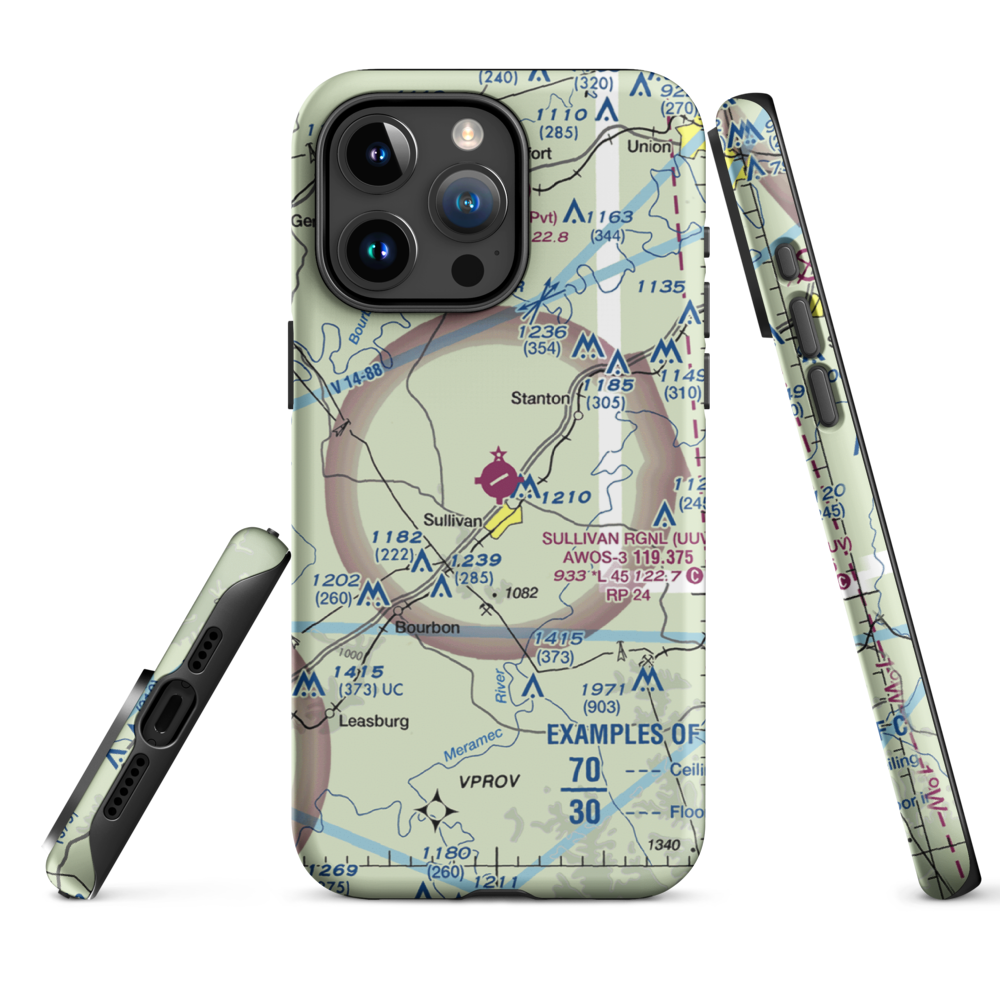 Sullivan Regional Airport (UUV) VFR Sectional  Tough iPhone Case iPhone 15 Pro Max model shown