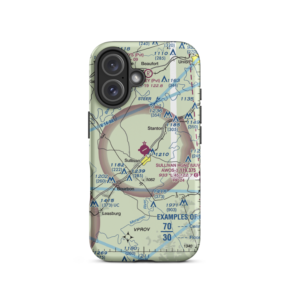 Sullivan Regional Airport (UUV) VFR Sectional  Tough iPhone Case iPhone 16 model shown