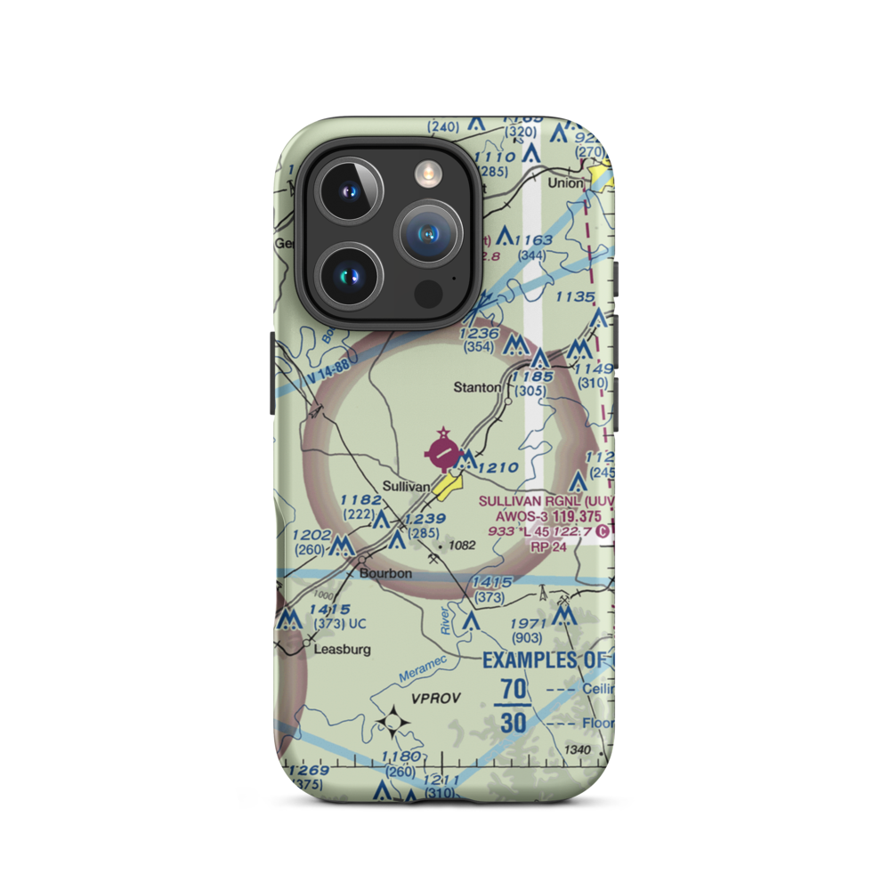 Sullivan Regional Airport (UUV) VFR Sectional  Tough iPhone Case iPhone 16 Pro model shown