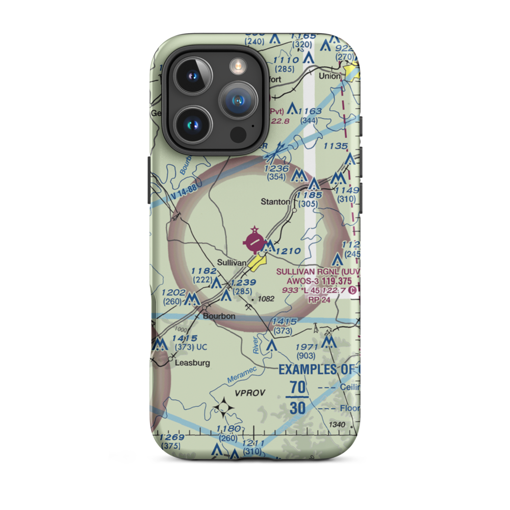 Sullivan Regional Airport (UUV) VFR Sectional  Tough iPhone Case iPhone 16 Pro Max model shown