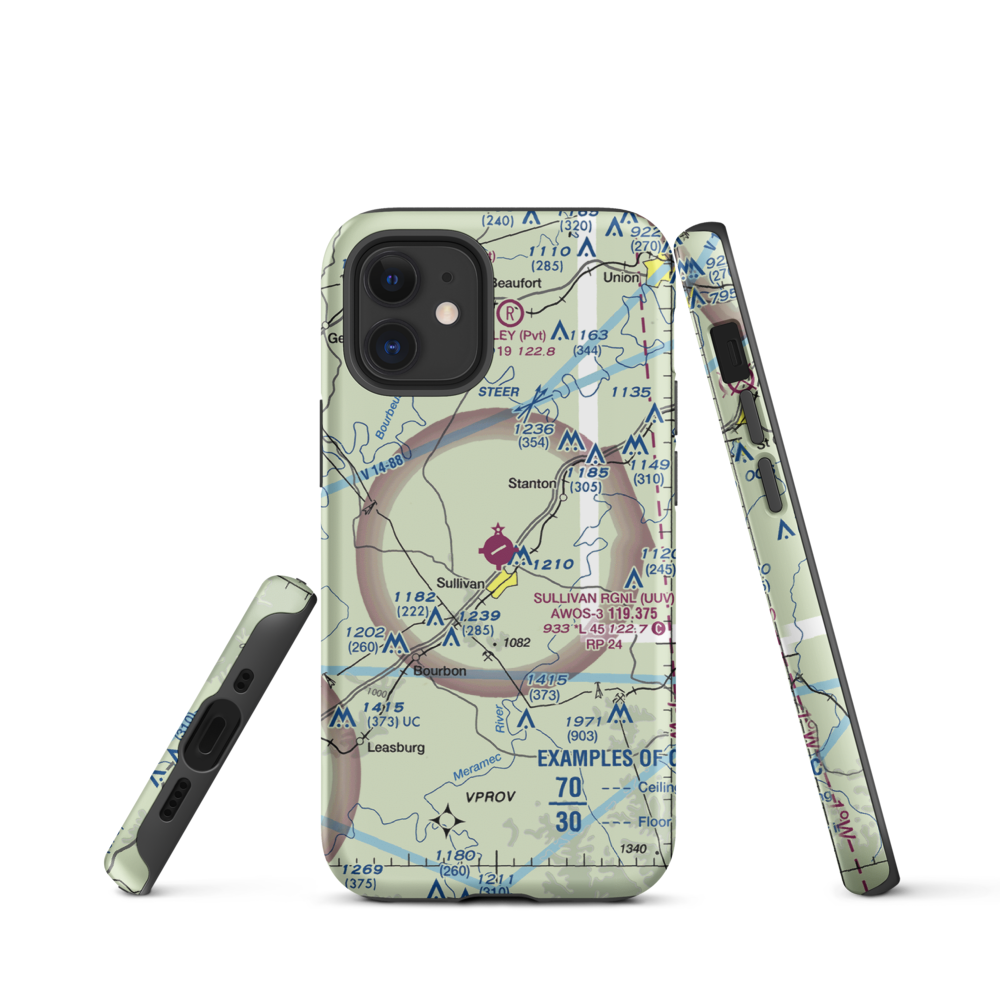 Sullivan Regional Airport (UUV) VFR Sectional  Tough iPhone Case iPhone 12 mini model shown