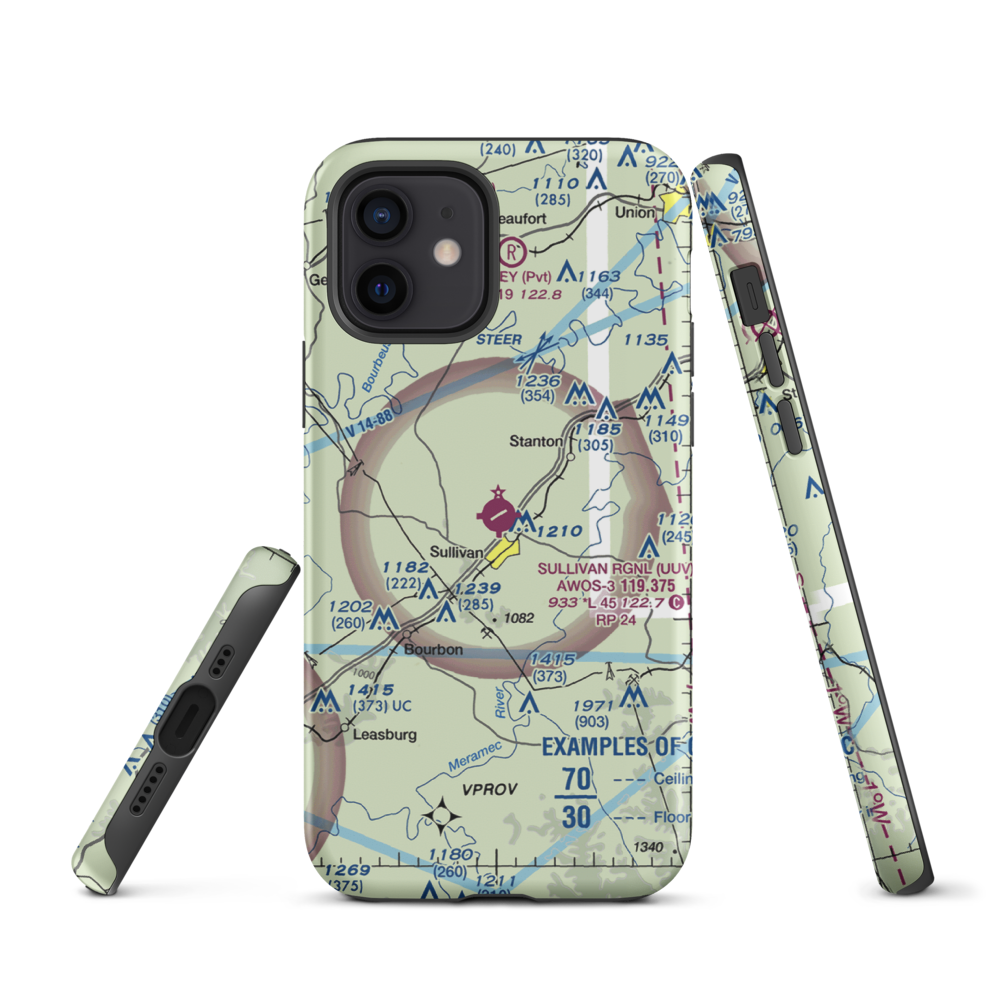 Sullivan Regional Airport (UUV) VFR Sectional  Tough iPhone Case iPhone 12 model shown