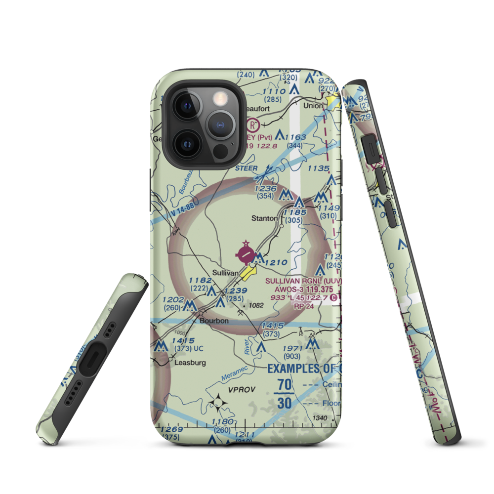 Sullivan Regional Airport (UUV) VFR Sectional  Tough iPhone Case iPhone 12 Pro model shown