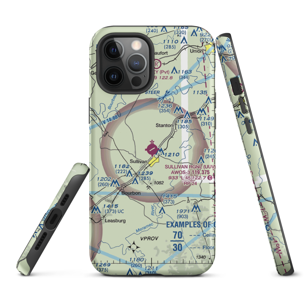 Sullivan Regional Airport (UUV) VFR Sectional  Tough iPhone Case iPhone 12 Pro Max model shown