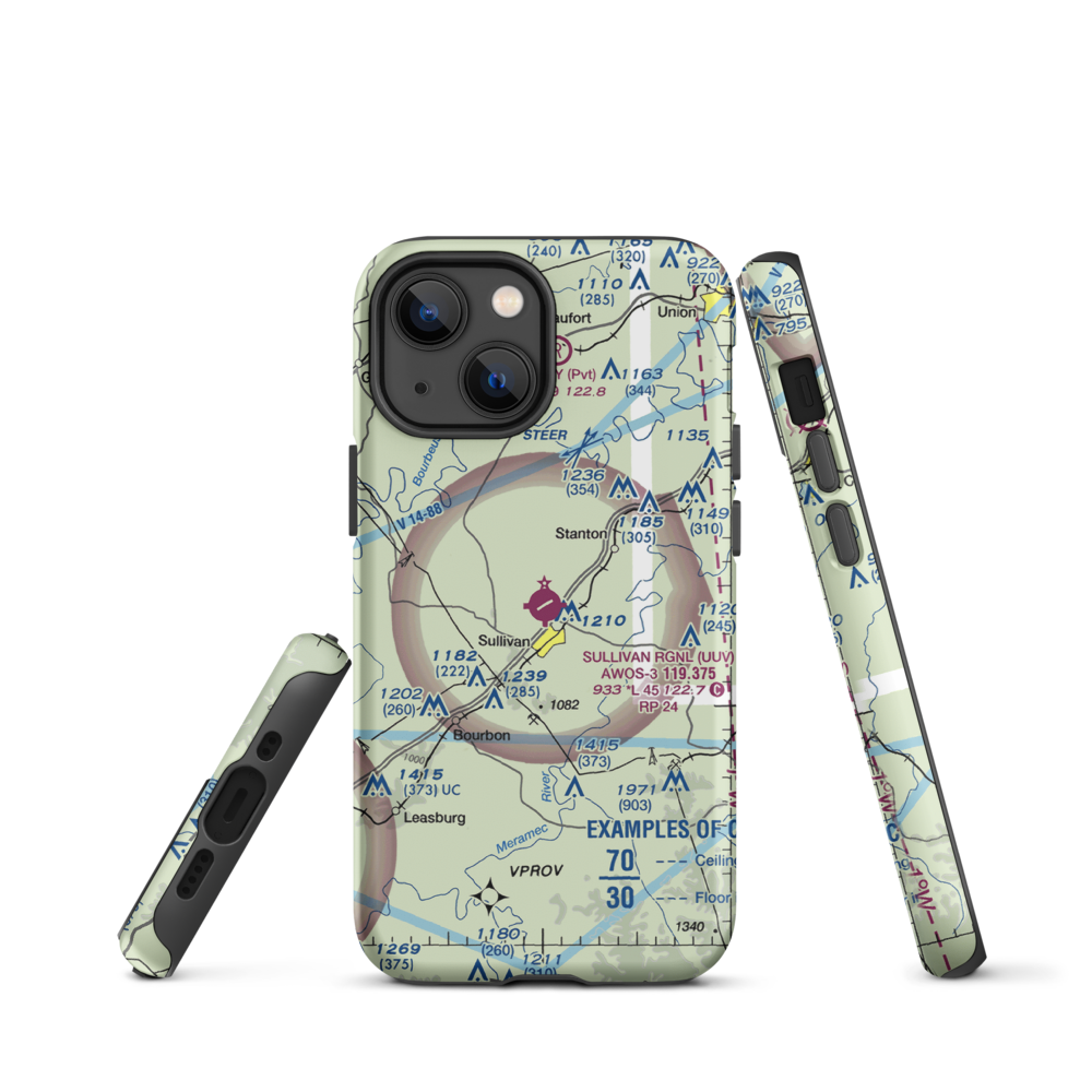 Sullivan Regional Airport (UUV) VFR Sectional  Tough iPhone Case iPhone 13 mini model shown