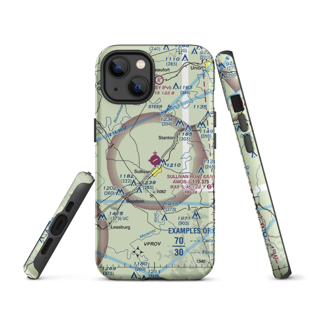Sullivan Regional Airport (UUV) VFR Sectional  Tough iPhone Case iPhone 13 model shown
