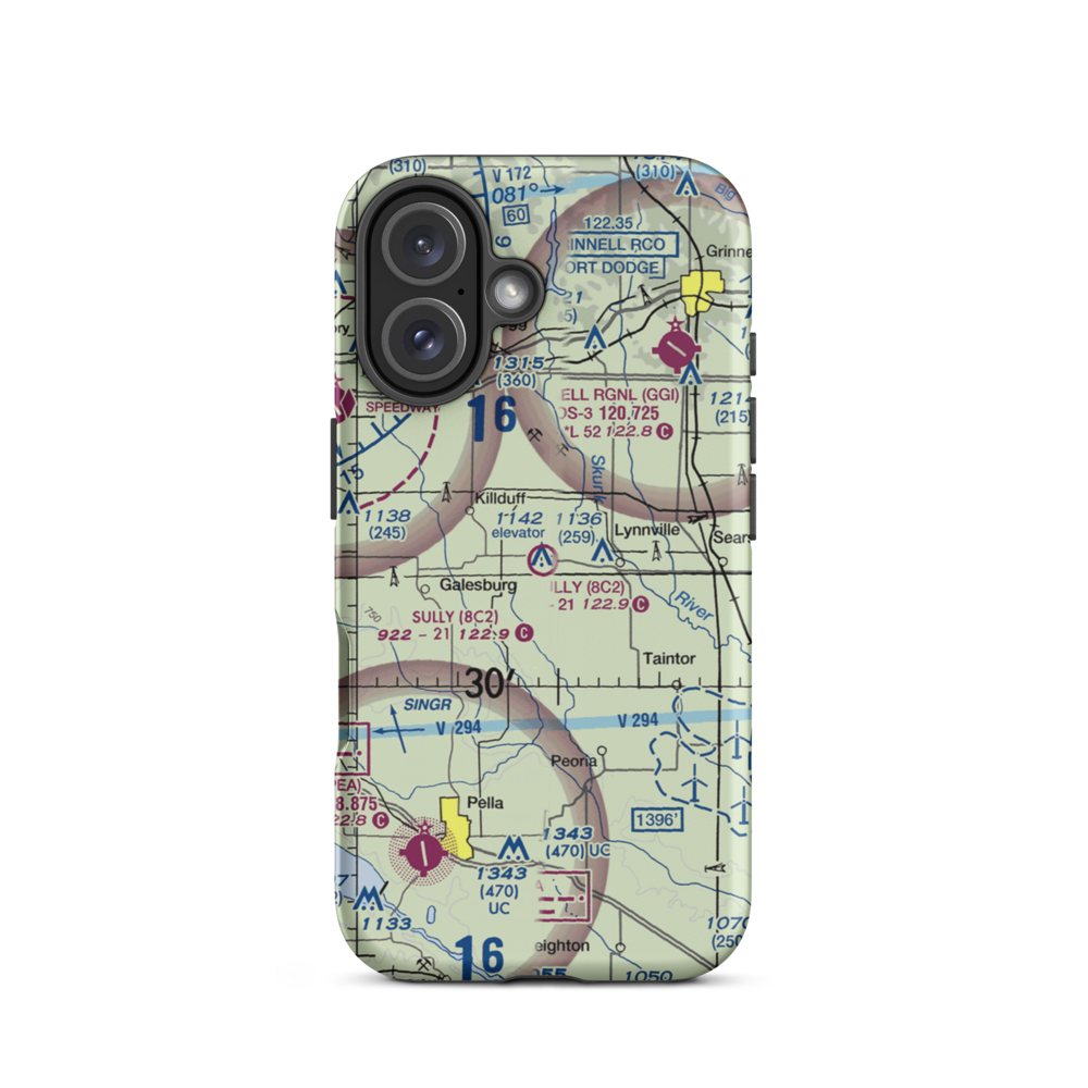 Sully Municipal Airport (8C2) VFR Sectional  Tough iPhone Case iPhone 16 model shown
