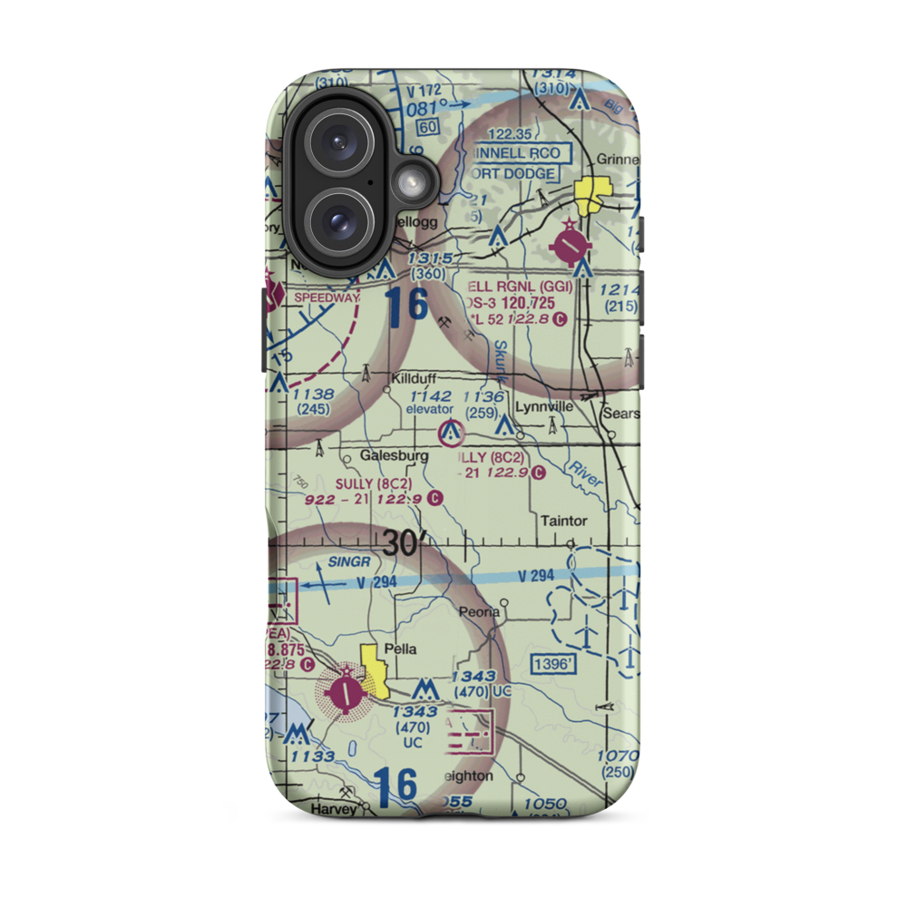 Sully Municipal Airport (8C2) VFR Sectional  Tough iPhone Case iPhone 16 Plus model shown
