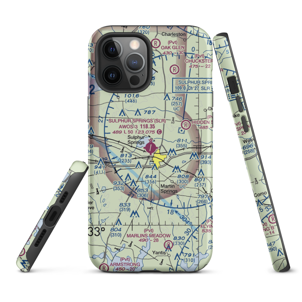 Sulphur Springs Municipal Airport (SLR) VFR Sectional  Tough iPhone Case iPhone 12 Pro Max model shown