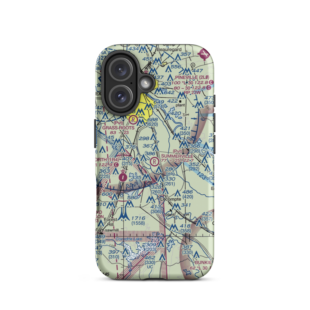Summerville Airstrip (LA35) VFR Sectional  Tough iPhone Case iPhone 16 model shown