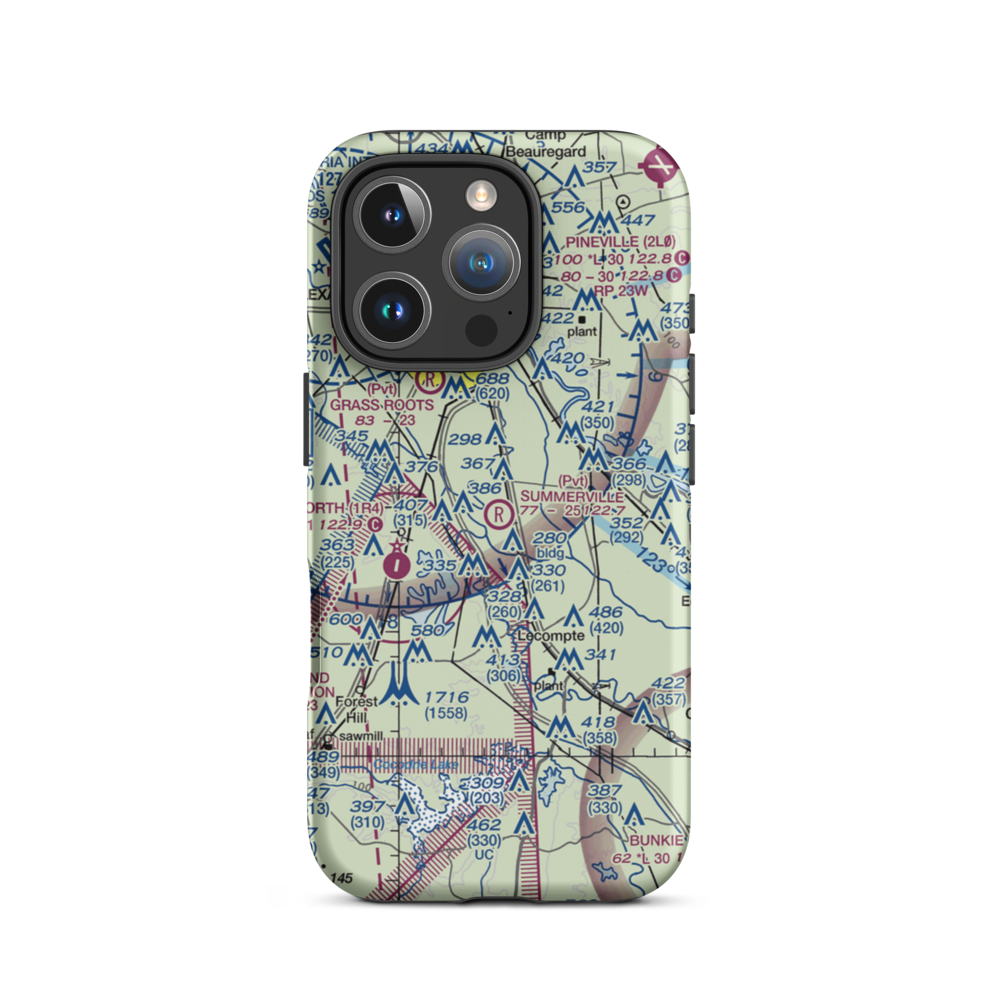 Summerville Airstrip (LA35) VFR Sectional  Tough iPhone Case iPhone 16 Pro model shown
