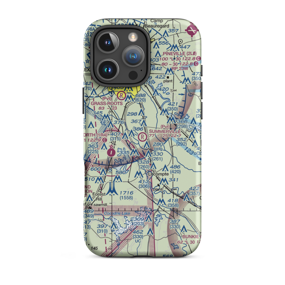 Summerville Airstrip (LA35) VFR Sectional  Tough iPhone Case iPhone 16 Pro Max model shown