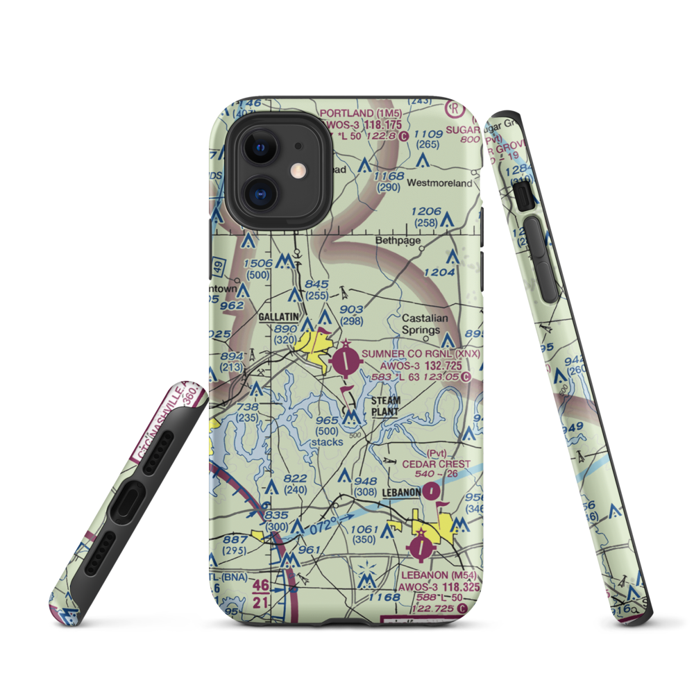 Sumner County Regional Airport (XNX) VFR Sectional  Tough iPhone Case iPhone 11 model shown