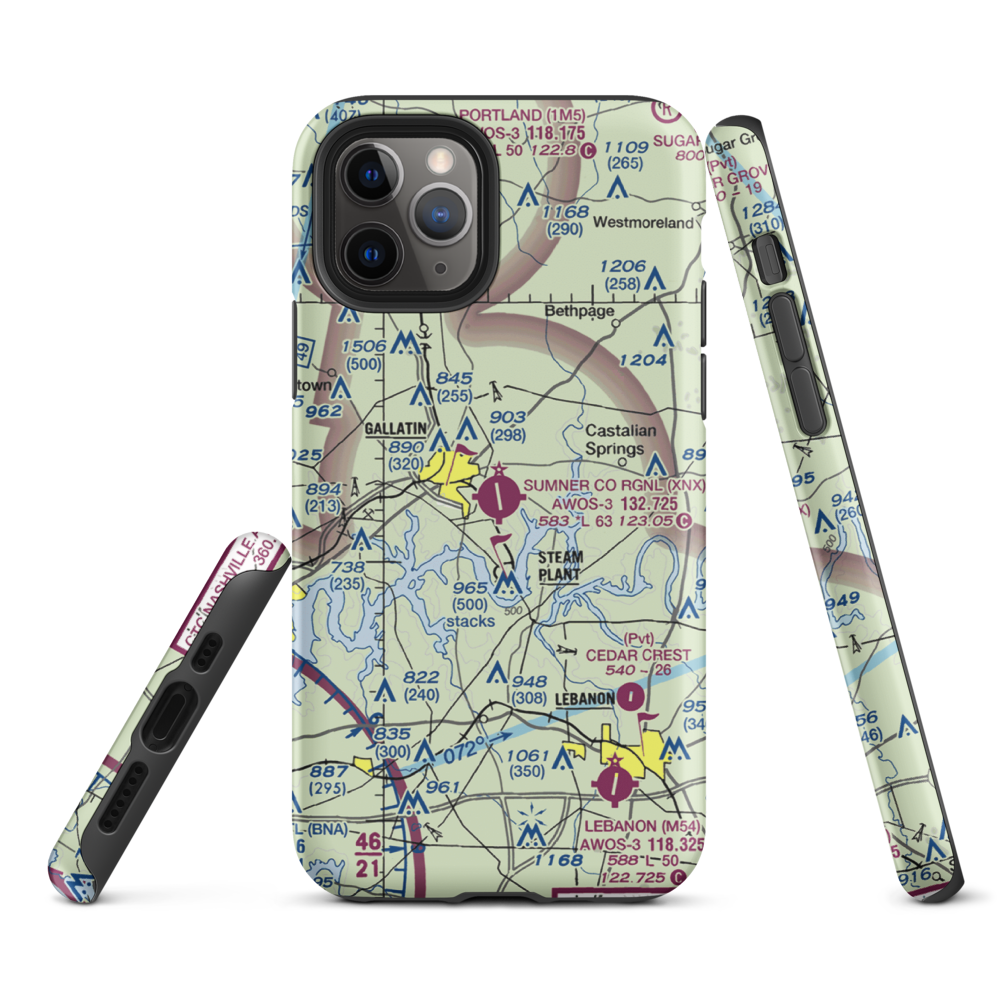 Sumner County Regional Airport (XNX) VFR Sectional  Tough iPhone Case iPhone 11 Pro model shown