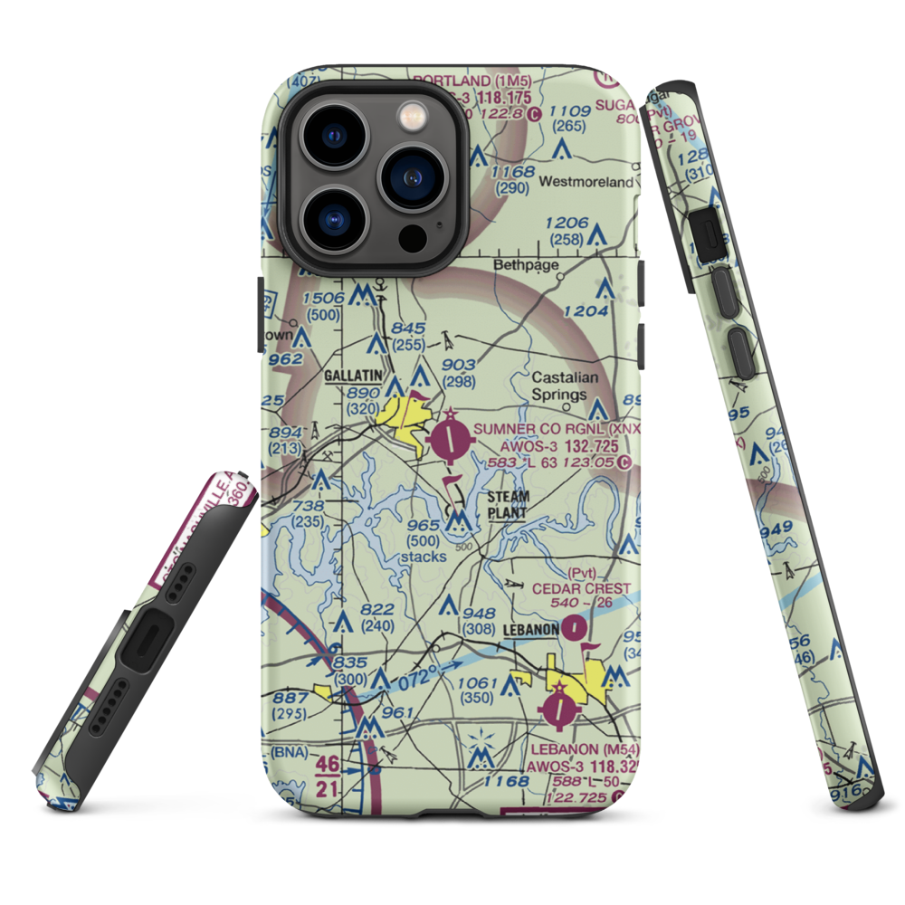 Sumner County Regional Airport (XNX) VFR Sectional  Tough iPhone Case iPhone 13 Pro Max model shown