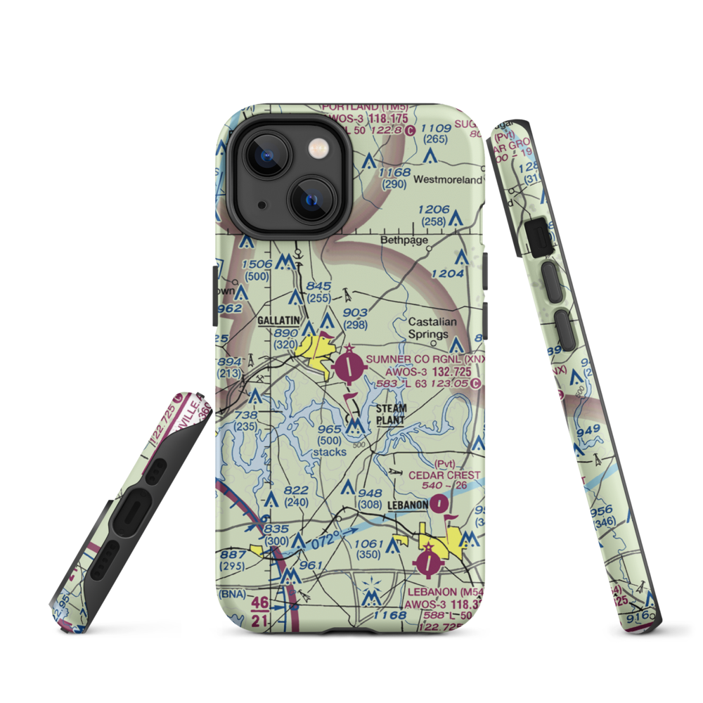 Sumner County Regional Airport (XNX) VFR Sectional  Tough iPhone Case iPhone 14 model shown