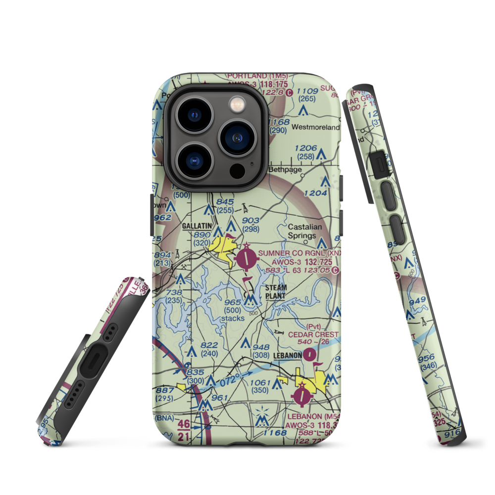 Sumner County Regional Airport (XNX) VFR Sectional  Tough iPhone Case iPhone 14 Pro model shown