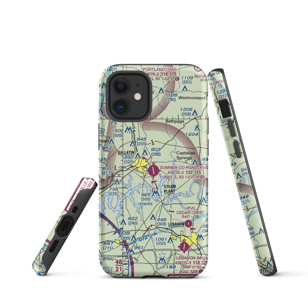 Sumner County Regional Airport (XNX) VFR Sectional  Tough iPhone Case iPhone 12 mini model shown