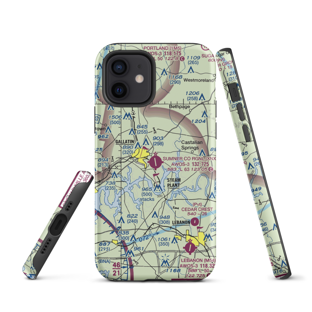 Sumner County Regional Airport (XNX) VFR Sectional  Tough iPhone Case iPhone 12 model shown