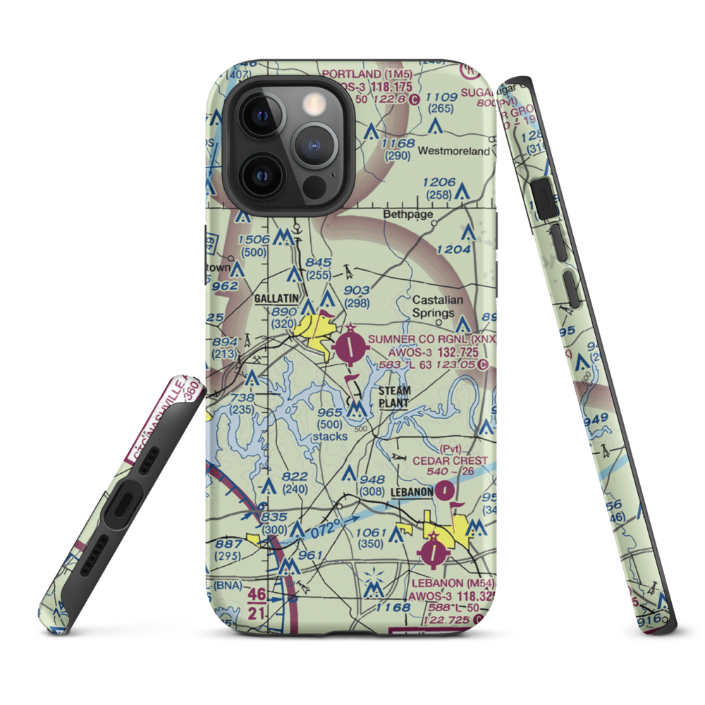 Sumner County Regional Airport (XNX) VFR Sectional  Tough iPhone Case iPhone 12 Pro Max model shown