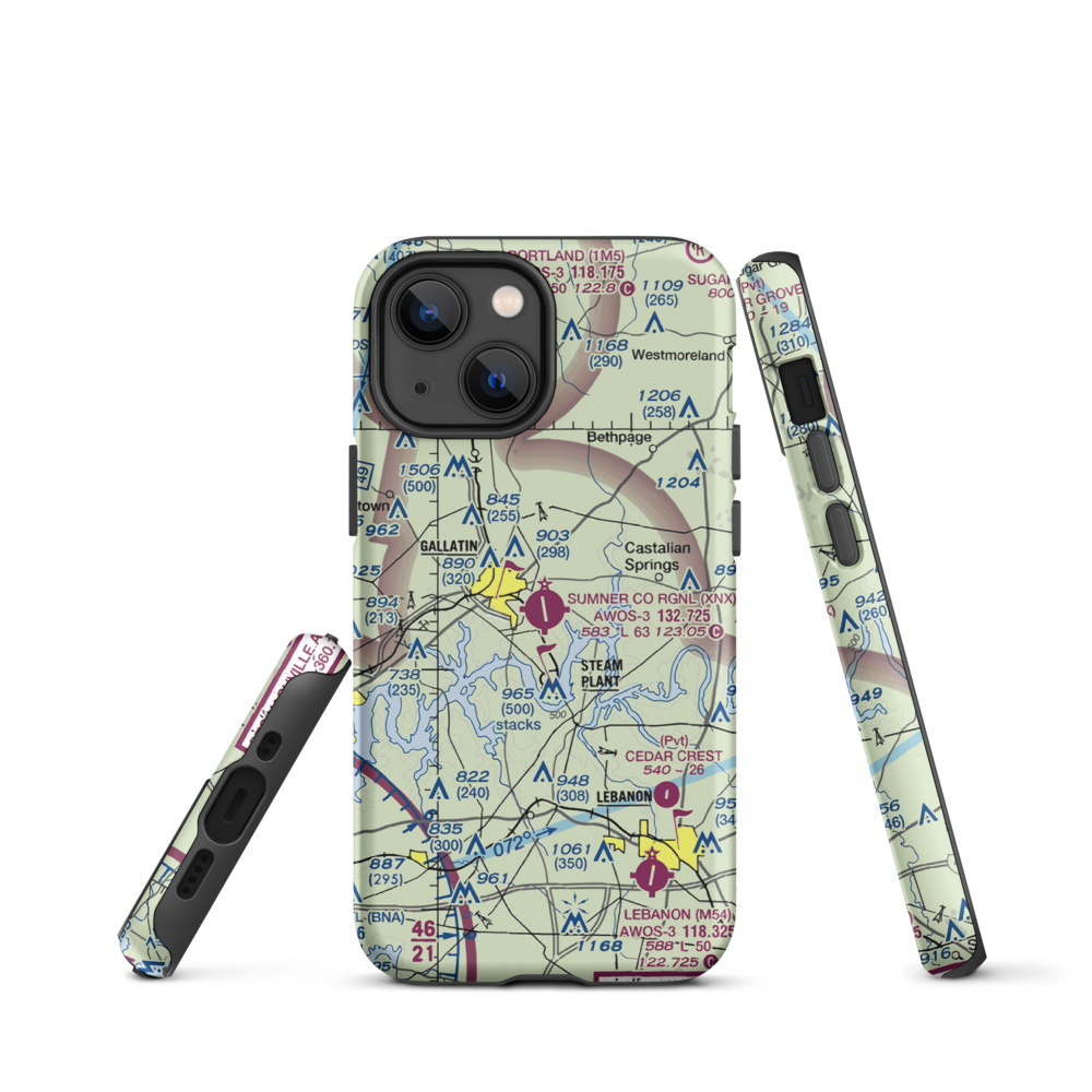 Sumner County Regional Airport (XNX) VFR Sectional  Tough iPhone Case iPhone 13 mini model shown