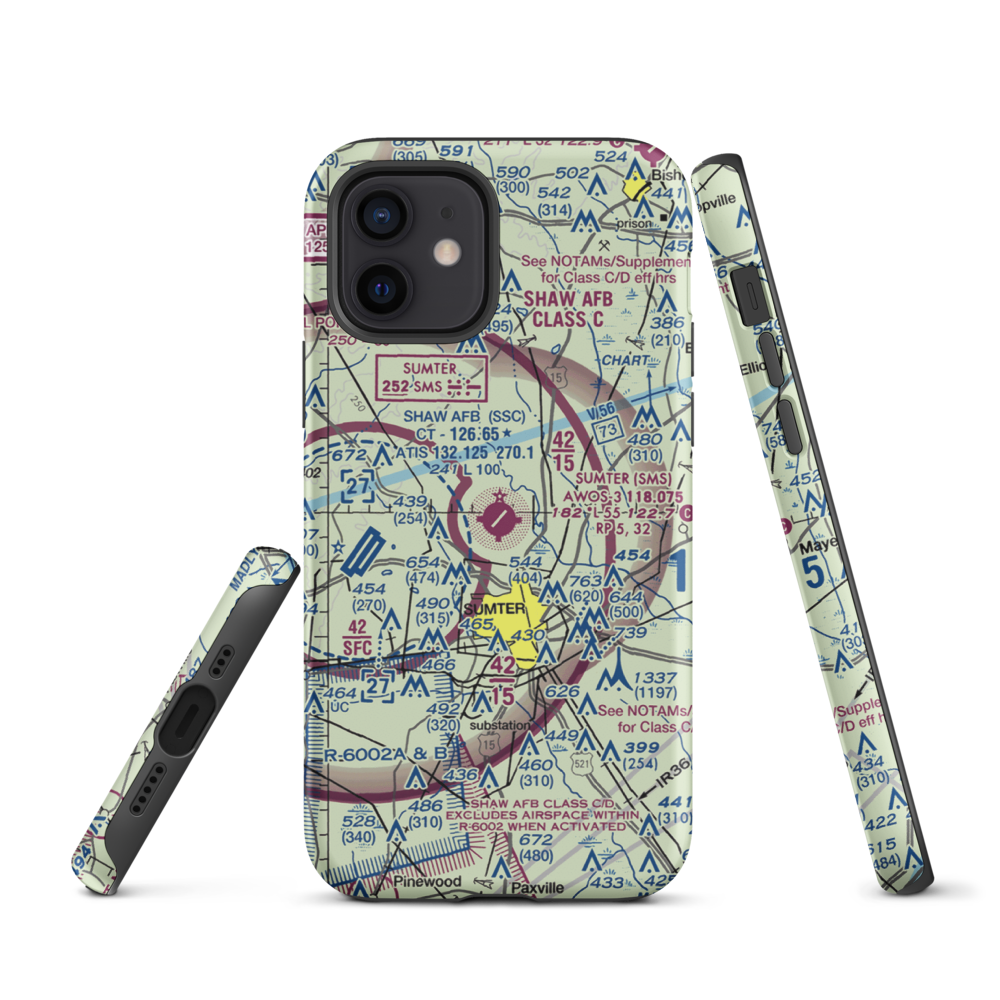 Sumter Airport (SMS) VFR Sectional  Tough iPhone Case iPhone 12 model shown