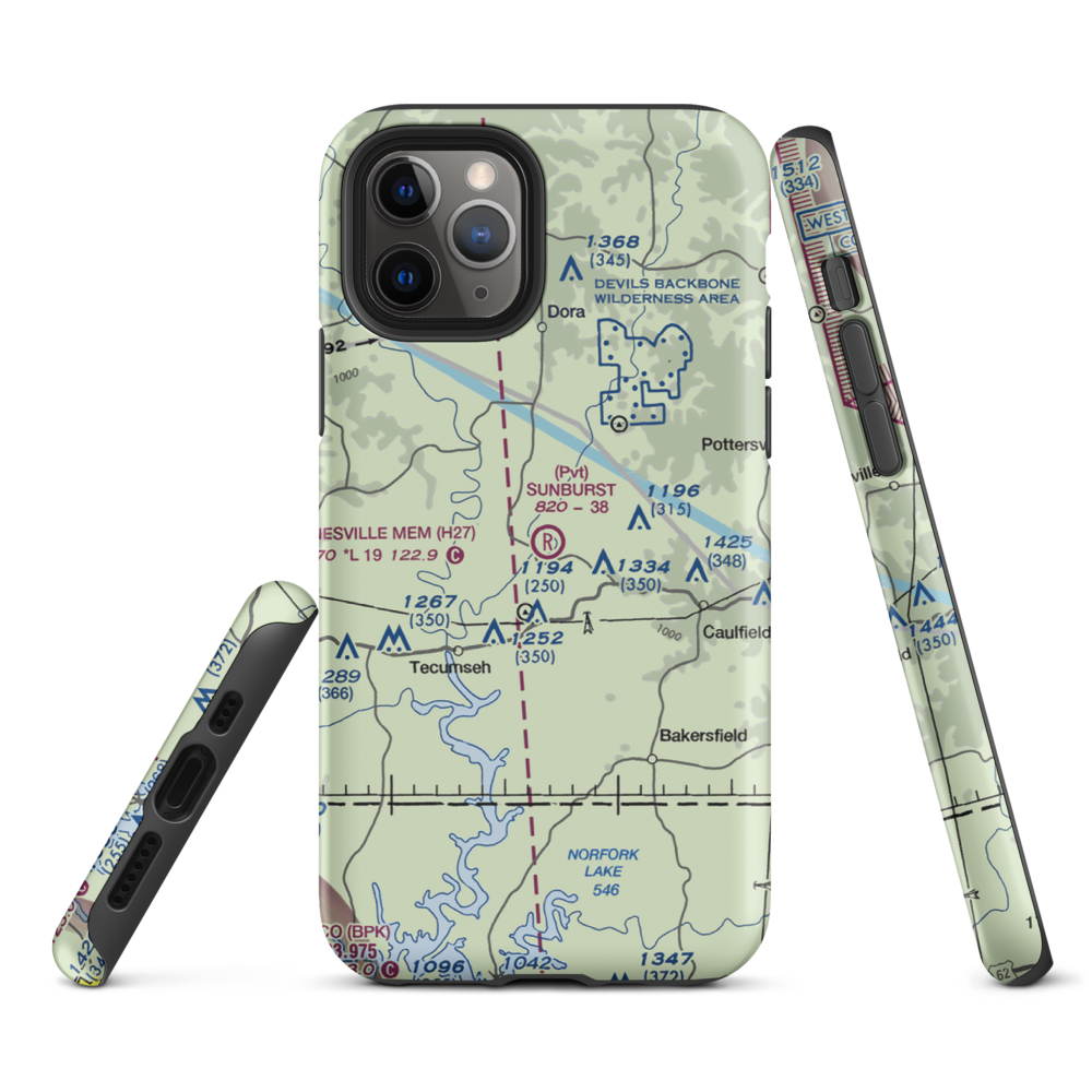 Sunburst Ranch Airport (MU48) VFR Sectional  Tough iPhone Case iPhone 11 Pro model shown