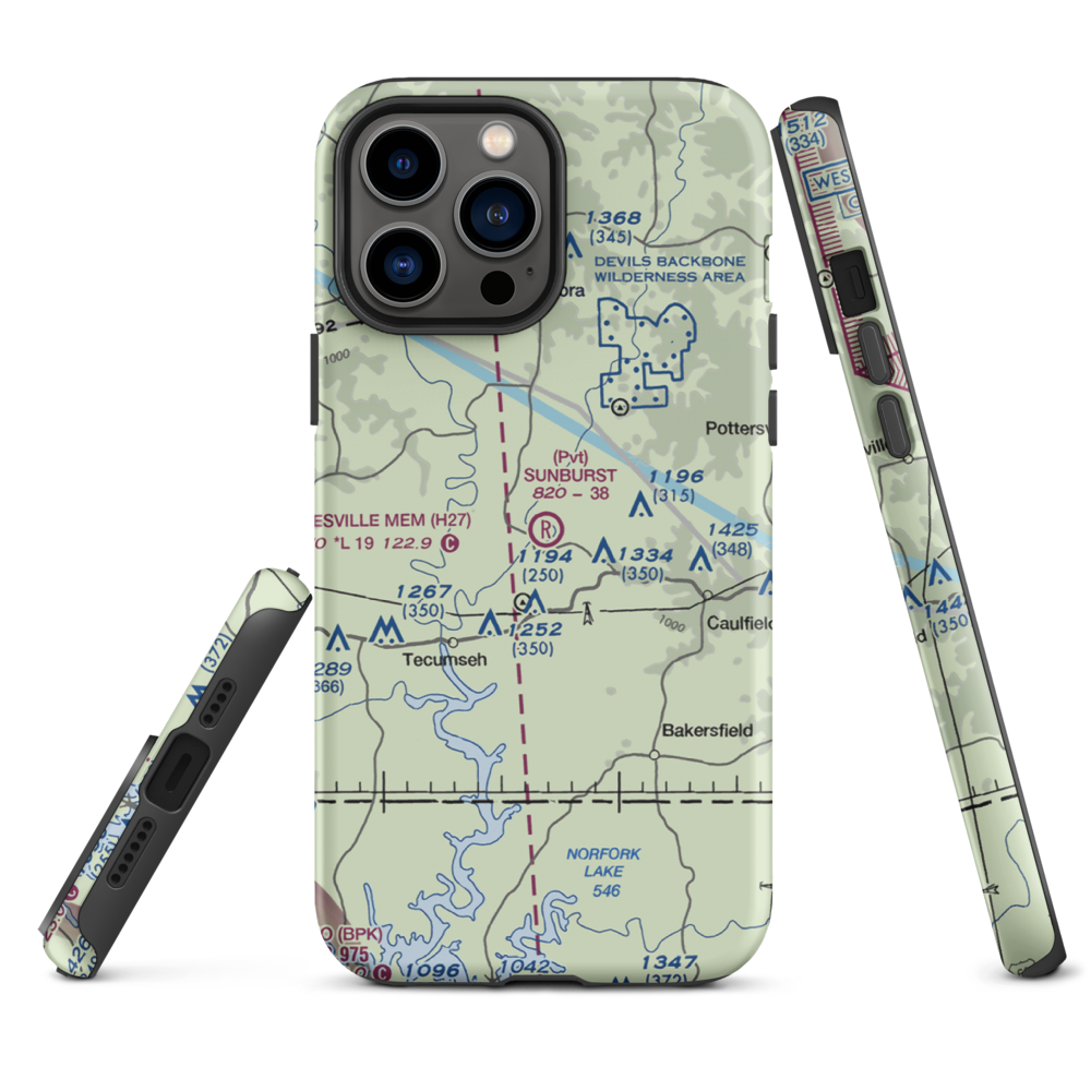Sunburst Ranch Airport (MU48) VFR Sectional  Tough iPhone Case iPhone 13 Pro Max model shown