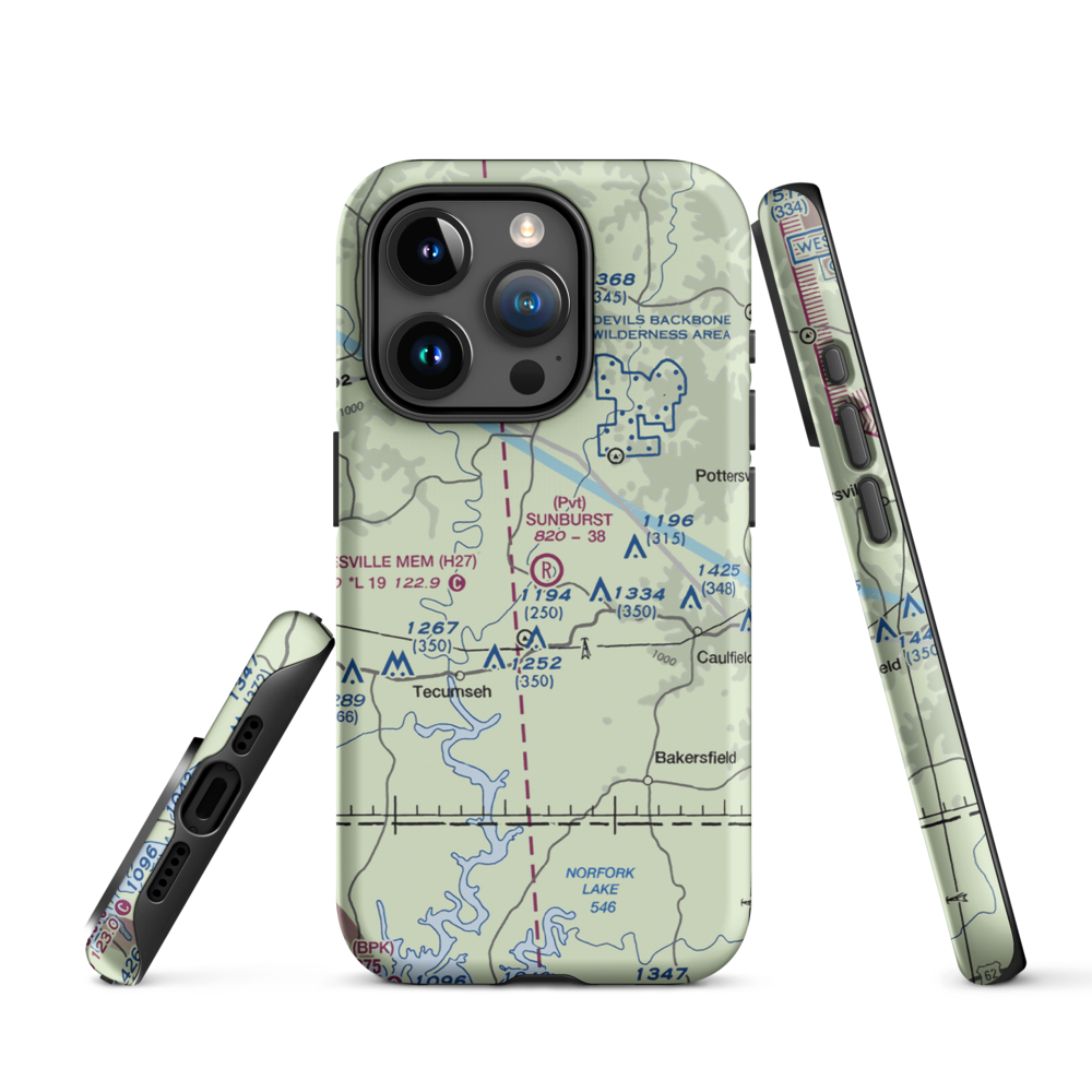 Sunburst Ranch Airport (MU48) VFR Sectional  Tough iPhone Case iPhone 15 Pro model shown