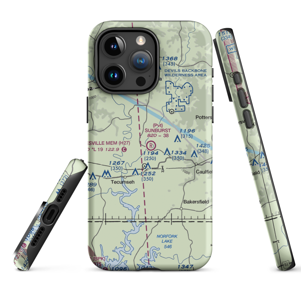 Sunburst Ranch Airport (MU48) VFR Sectional  Tough iPhone Case iPhone 15 Pro Max model shown