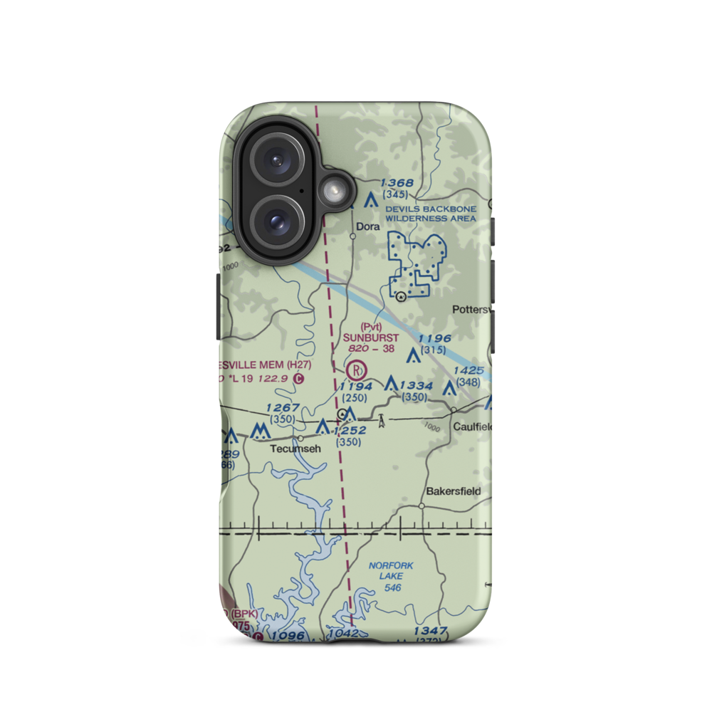 Sunburst Ranch Airport (MU48) VFR Sectional  Tough iPhone Case iPhone 16 model shown