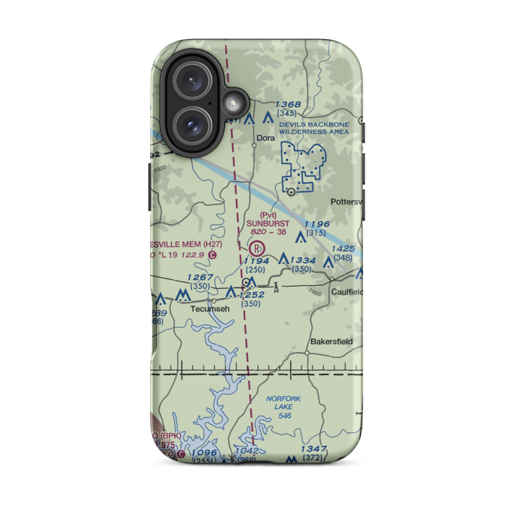 Sunburst Ranch Airport (MU48) VFR Sectional  Tough iPhone Case iPhone 16 Plus model shown