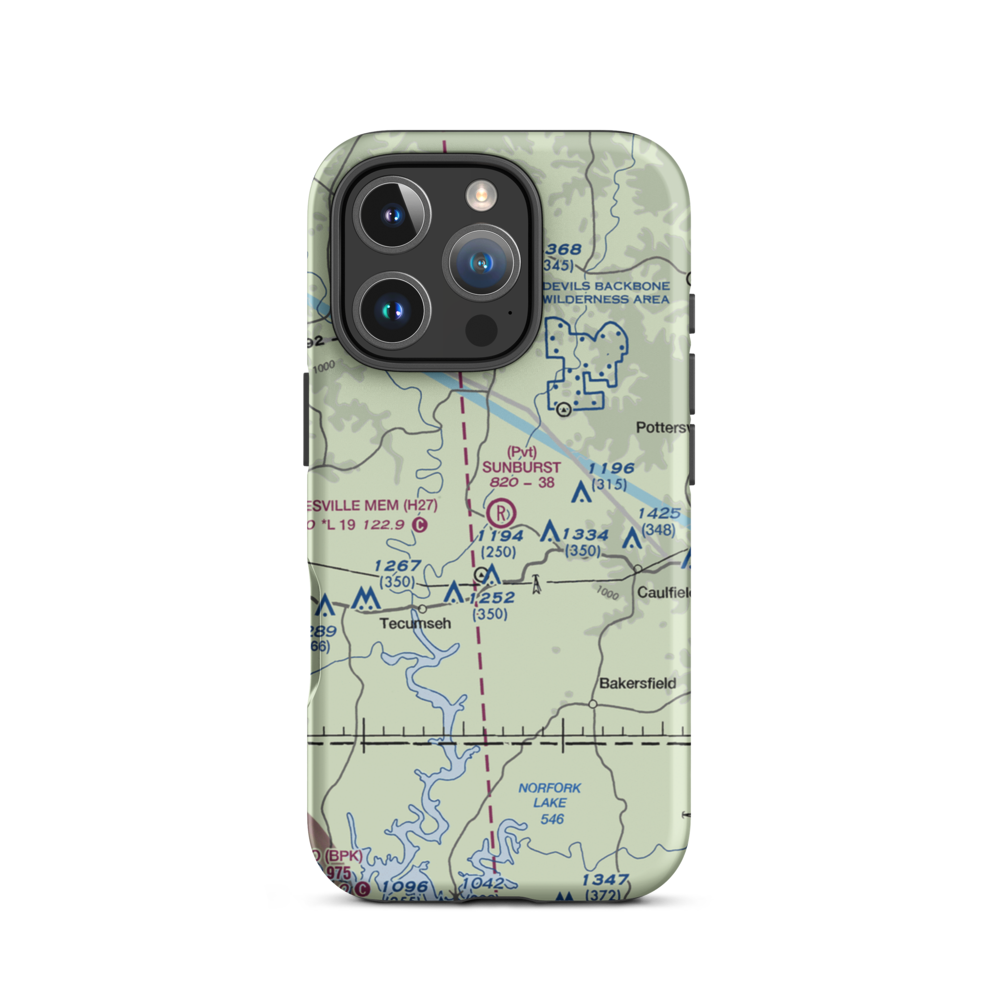 Sunburst Ranch Airport (MU48) VFR Sectional  Tough iPhone Case iPhone 16 Pro model shown
