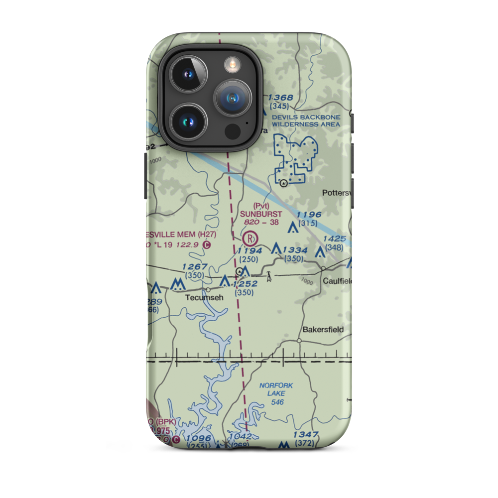 Sunburst Ranch Airport (MU48) VFR Sectional  Tough iPhone Case iPhone 16 Pro Max model shown