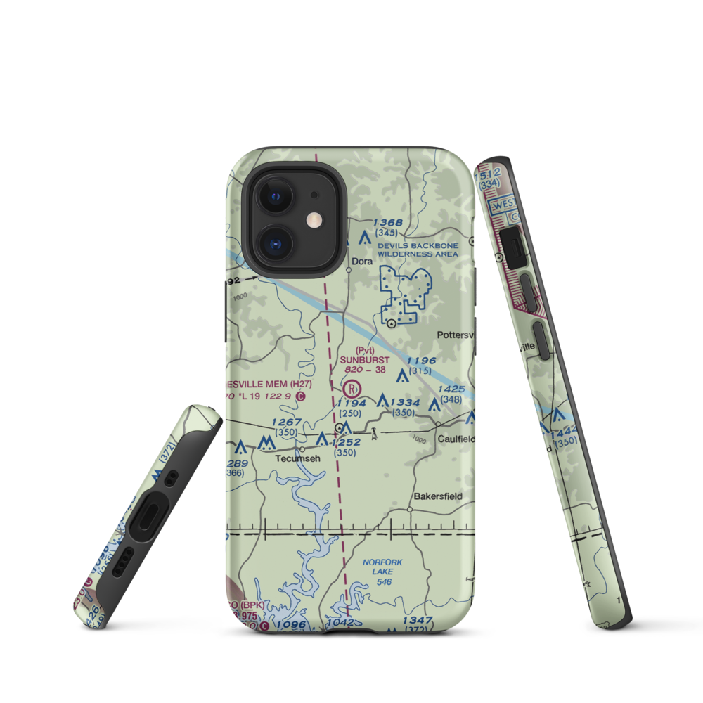 Sunburst Ranch Airport (MU48) VFR Sectional  Tough iPhone Case iPhone 12 mini model shown