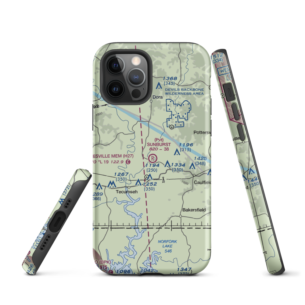 Sunburst Ranch Airport (MU48) VFR Sectional  Tough iPhone Case iPhone 12 Pro model shown
