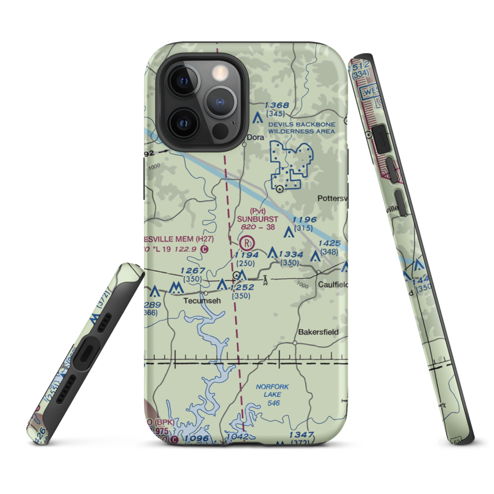 Sunburst Ranch Airport (MU48) VFR Sectional  Tough iPhone Case iPhone 12 Pro Max model shown