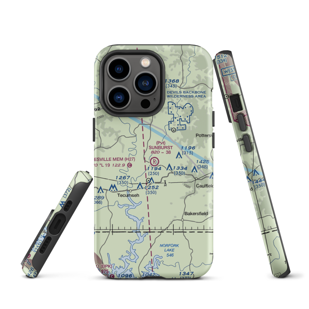 Sunburst Ranch Airport (MU48) VFR Sectional  Tough iPhone Case iPhone 13 Pro model shown