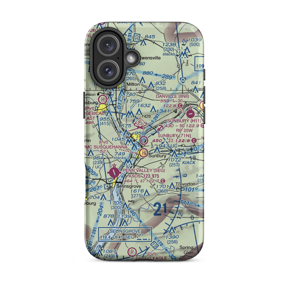 Sunbury Airport (71N) VFR Sectional  Tough iPhone Case iPhone 16 Plus model shown