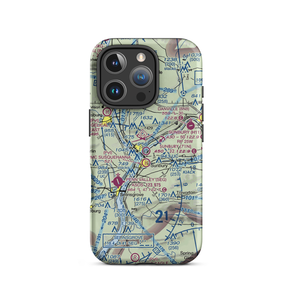 Sunbury Airport (71N) VFR Sectional  Tough iPhone Case iPhone 16 Pro model shown