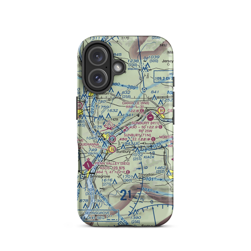 Sunbury Seaplane Base (H11) VFR Sectional  Tough iPhone Case iPhone 16 model shown