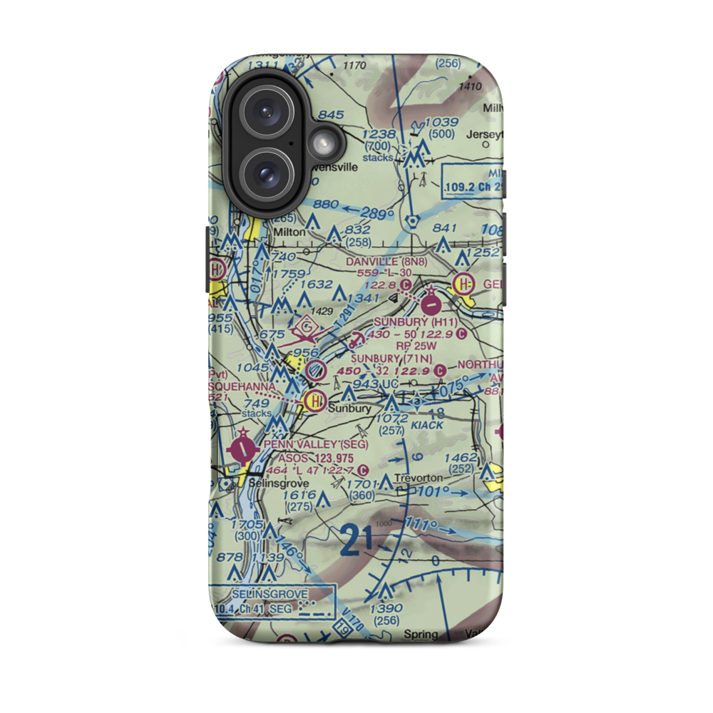 Sunbury Seaplane Base (H11) VFR Sectional  Tough iPhone Case iPhone 16 Plus model shown