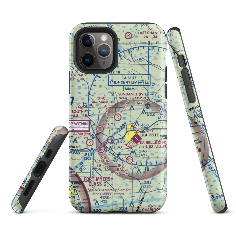 Sundance Farms Airport (FD20) VFR Sectional  Tough iPhone Case iPhone 11 Pro model shown