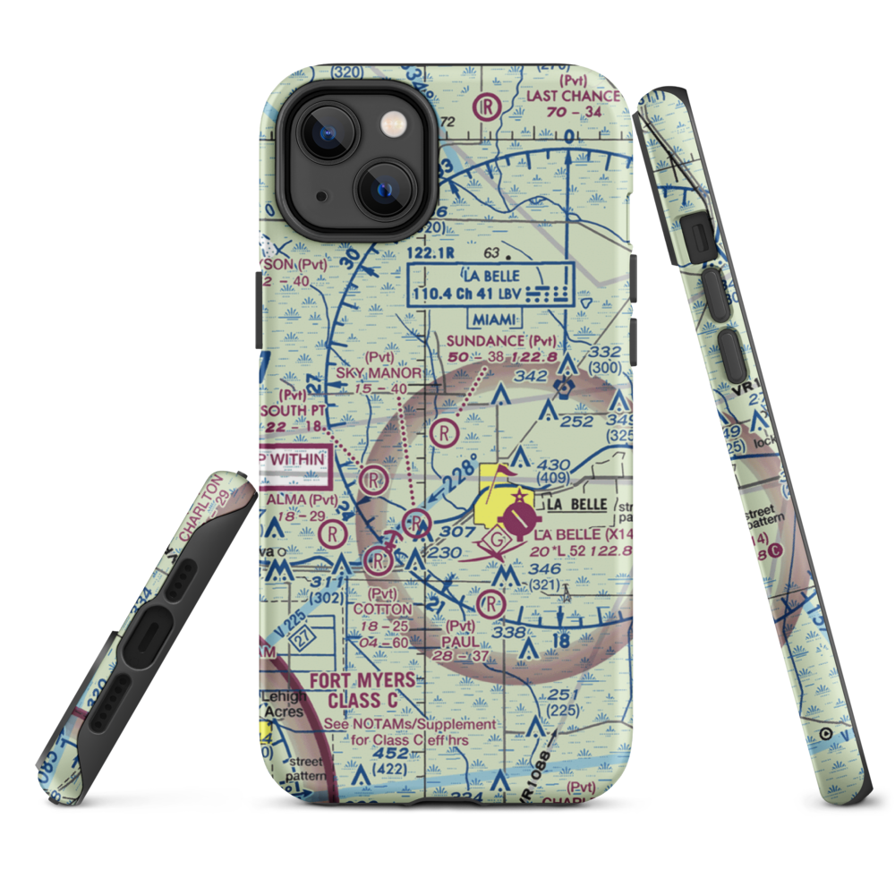 Sundance Farms Airport (FD20) VFR Sectional  Tough iPhone Case iPhone 14 Plus model shown