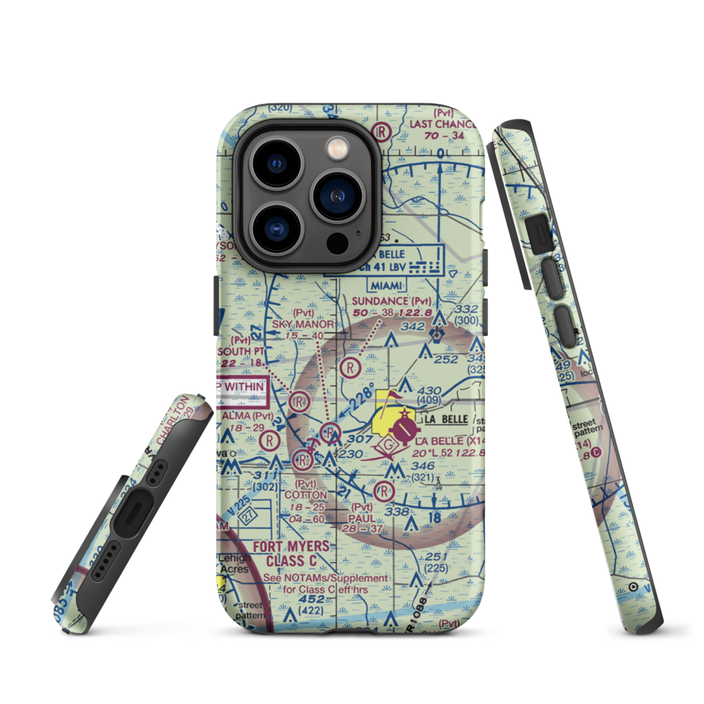 Sundance Farms Airport (FD20) VFR Sectional  Tough iPhone Case iPhone 14 Pro model shown