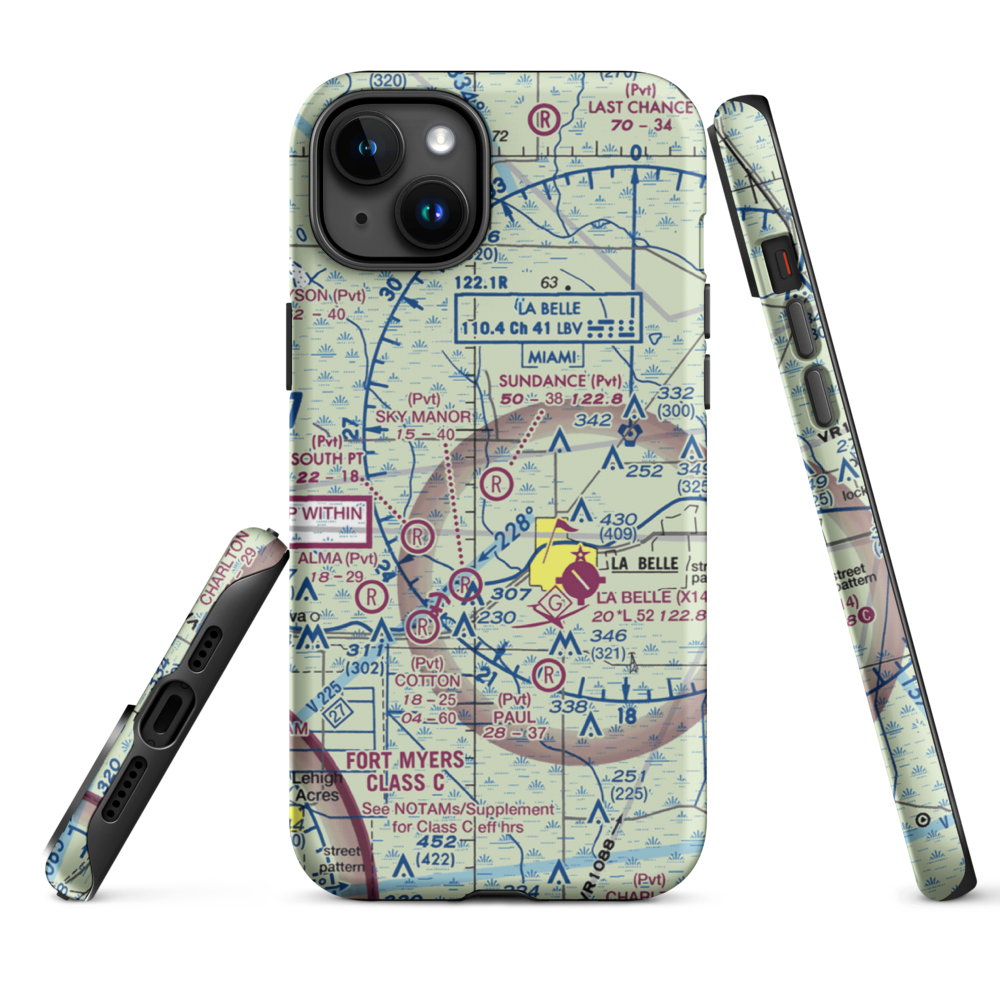Sundance Farms Airport (FD20) VFR Sectional  Tough iPhone Case iPhone 15 Plus model shown