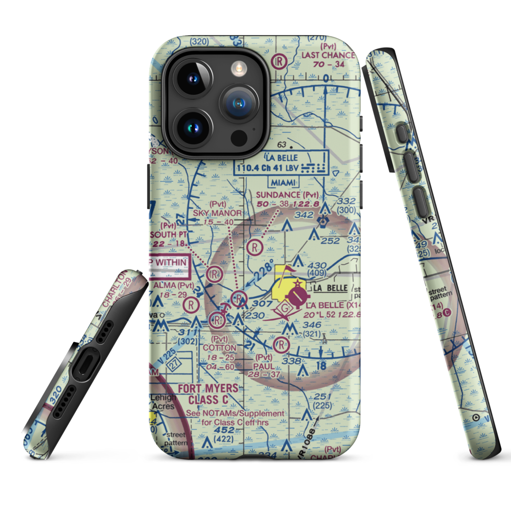 Sundance Farms Airport (FD20) VFR Sectional  Tough iPhone Case iPhone 15 Pro Max model shown