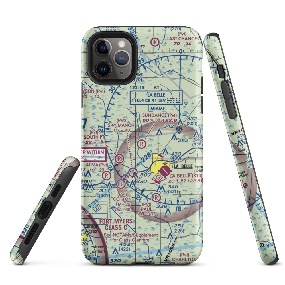 Sundance Farms Airport (FD20) VFR Sectional  Tough iPhone Case iPhone 11 Pro Max model shown